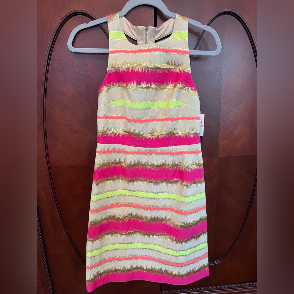 Gorgeous vintage Laundry By Shelli Segal striped backless mini dress!